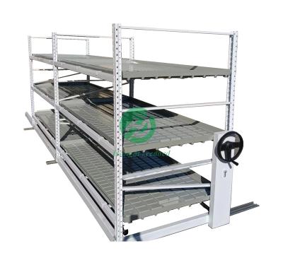 China Stable Structure Easily Assembled Agriculture Rolling Seedling Greenhouse Bench Flood Table High Growing Track Seedling For Plants for sale