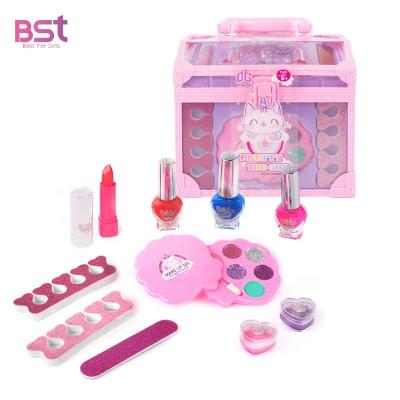 China Good Quality Eco-friendly Non-Toxic Plastic Kids Travel Suitcase Portable Non-Toxic Washable Kids Makeup Gift Sets Cosmetics Box for sale