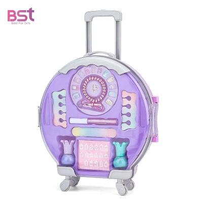 China BST Kids Kit Sets Cosmetics Box Toys Eco-friendly Non-Toxic Beauty Make Up Toy Nail Art Pretend Play Dresser Trolley Case For Girls Makeup Real for sale