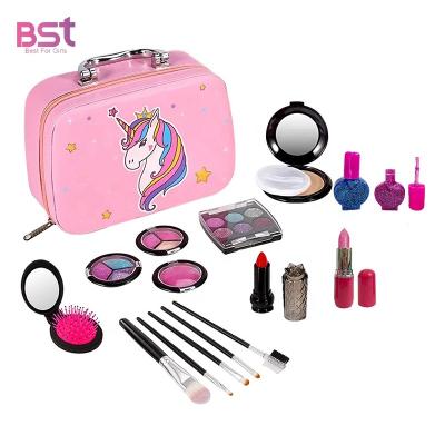 China Eco-friendly Non-Toxic Certificate Girls Makeup Set With Lovely Pink Box Pretend Birthday Gift For Kids Cosmetic Toys for sale