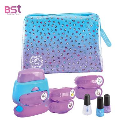 China Eco-friendly Non-Toxic Girls Nails Washable DIY Makeup Set Cosmetic Bag With Nail Drill Machine Kids Nail Polish Set for sale