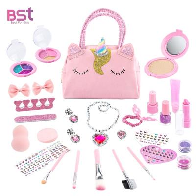 China Eco-Friendly Non-Toxic BID Other Pretend Makeup Toys For Girl Kit Toddler Diy Makeup Set Cosmetic Washable With Cute Bag for sale