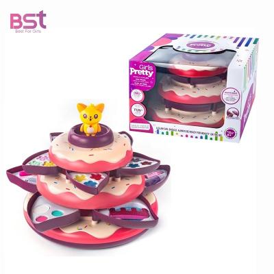 China Eco-Friendly Non-Toxic Pretty Rotating Cake Make Up Toy Set Flower Shape Wholesale Kids Makeup Toys For Girls Pretend Play for sale