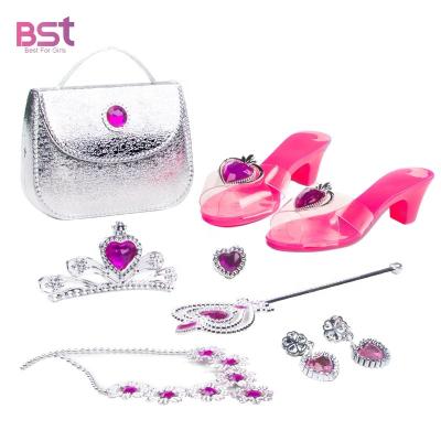 China Non-Toxic Non-Toxic Factory Eco-Friendly OEM & ODM Girls Beauty Toys Jewelry Kit Diy High Heels Shoes Kids Pretend Game Necklace Crown Magic Wand Toy Set for sale