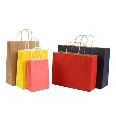 China Recyclable Different Colors Custom Designed Recyclable Kraft Paper Grocery Bags With Your Own Logo for sale