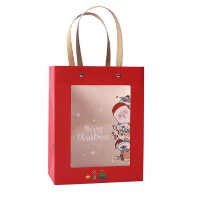 China New Product Folding Custom Designed Small Reusable Kraft Paper Bag Paper Shopping Bags With Transparent Window for sale