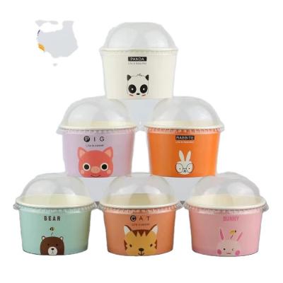 China Disposable Different Colors Logo Custom Paper Food Pack Single Wall Disposable Cup Ice Cream for sale