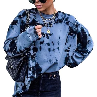 China Anti-Wrinkle Anti-Wrinkle Street Loungewear Sleeve Full Around Neck Sweatshirt Fashion Tye Dye Women Cotton Loose Sweatshirt For Wholesale for sale