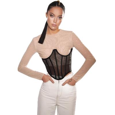 China Wholesale Euramerican Splice Beam Waist Chest Wrap Tank Tops Shapewear Women Knitted Slim Fashion Anti-pilling Anti-pilling for sale