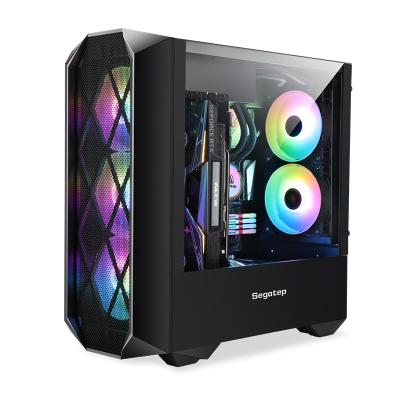 China With Segotep Atx/M-atx/Mini-itx Side Panel Window Mid Tower RGB Mesh Pc Case Water Cooler High Quality Glass Case for sale