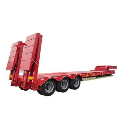 China Truck trailer factory supply 3 axle 100 ton low bed semi trailer for container transport low boy trailer for sale