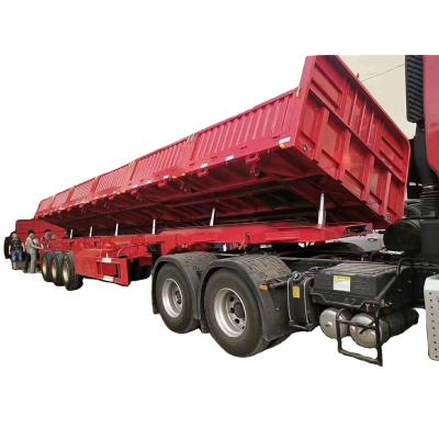 China Tri Axle Truck Trailer 60 Tons Price Side Side Dump Trailer Tipper Dump Semi Trailer For Sale for sale