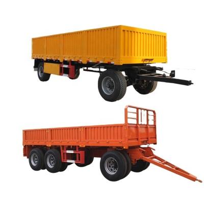 China Steel Two Wheel Truck Trailer 20ft Small Mini Tractor Towing Full Sidewall Trailer With Drawbar for sale