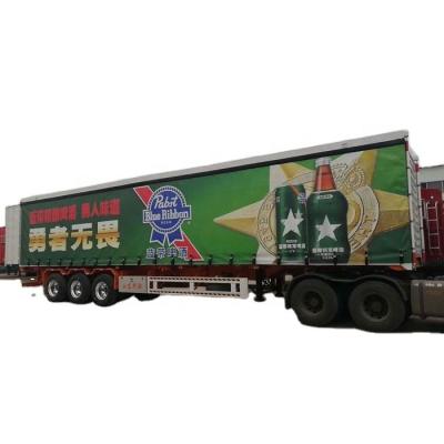 China Truck Trailer 3 Axle Box Body Truck Tractor Towing Cargo PVC Tarpaulin Curtain Semi Van Trailer Side for sale