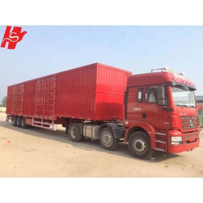 China Heavy Load 3 Axles 45ft Cargo Box Truck Trailer / Van Semi Trailer For Bulk Cargo Transportation for sale