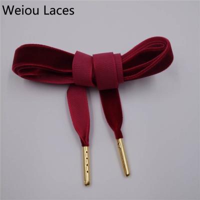 China One Side Soft Laces Custom Velvet Company Weiou Velvet Suede Texture Laces With Metals Or Plastic For Women Boots Little Girls Shoes for sale