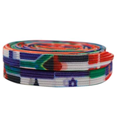 China Weiou Factory Flat Heat Printed Elastic Laces With National Flags for sale