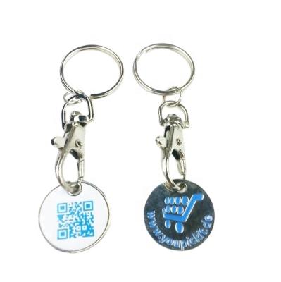 China Promotional Shopping Cart Promotional Custom Brand Supermarket Daily Life Logo Enamel QR Code Trolley Coin Metal Trolley Soft Brand for sale