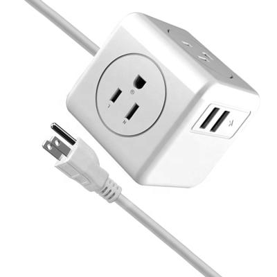 China New Arrival 1.5m Universal 1875W 125V 15A Home Extension Plug / Multi-Purpose 5V 2.1A USB Electrical Outlet Fused Outlet USA Power Strip Cube Bar for sale