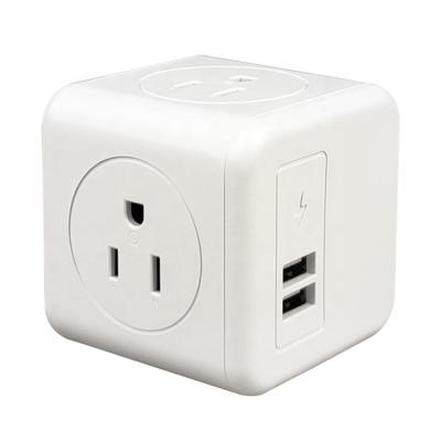 China Industrial 1875W Wall Mounted 4 and 2 USB Outlet Surge Protector Wall Mounted With US Power Strip Usb Extension Socket Power Cube for sale