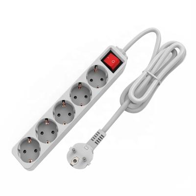 China Residential/Multi-Purpose Outdoor EU Outlet Trendy Strip Universal 3-6 Way EU Outlet Power Outlet Wall Socket Charger 1.8M Extension Cord 5 Feet With Switch for sale