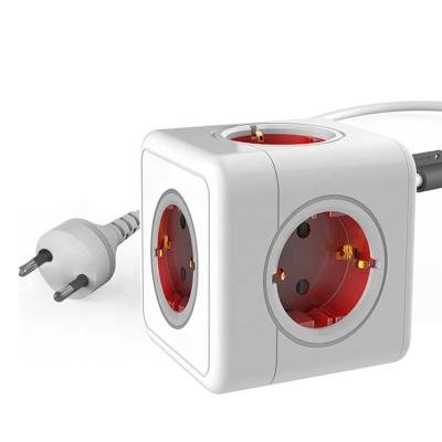 China Electric Multiple European Socket Smart Plug 1.5m Extension Cable Attach Powercube Wall Outlets Power Strips Desktop USB E03-red for sale