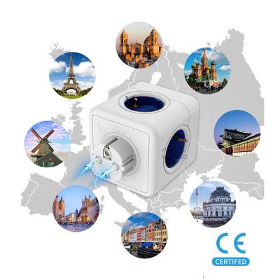 China Residential/Multi-Purpose Adapter For Phone Powercube With 2 Smart Cube 3680W 4 Strip USB Extension Wall Socket Multiple European Power Socket 4 Outlet for sale