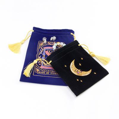 China Large Recyclable Custom Velvet Favor Drawstring Dust Book Gift Jewelry Velvet Pouch Bag With Gold Tassel for sale