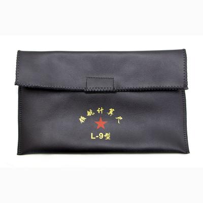 China OEM Luxury Flap Design Printed Big Black Clutch Gift Jewelry Packaging PU Envelope Pouch With Magic Tape for sale