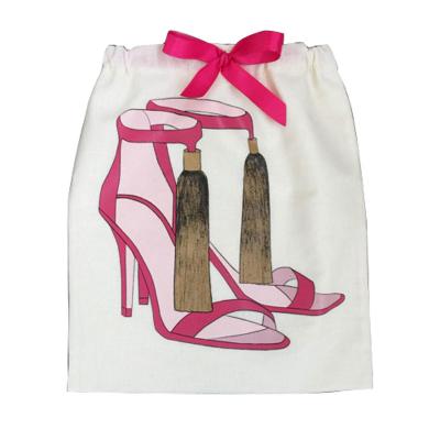 China China Supplier Eco - Friendly Cotton High Heeled Shoes Bag With Ribbon Drawstring for sale