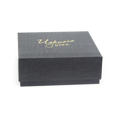 China Recyclable Custom Size Gift Packing Plain Black Paper Cufflink Box With Lid for sale