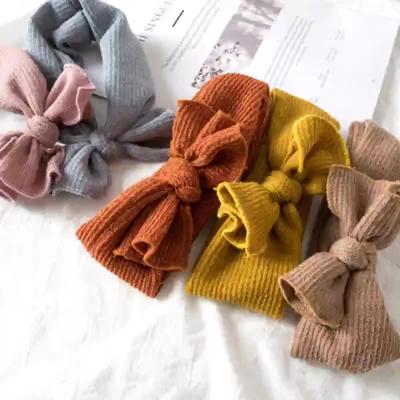 China Baby Hair Accessories 2022 Design Autumn And Winter Color Fabric Bow Headband The New Does Not Hurt The Skin Baby Hair Accessories for sale