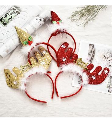 China 2021 Santa Claus Durable Headband Baby Antler Headpiece Floral Party Christmas Accessary Kids Gift Pop It for sale