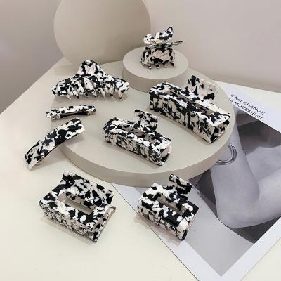 China New Fashion Color Zebra Pattern Hair Clip Acetate Hair Clips Temperament Luxury High Quality Ladies Marble Hair Claws for sale