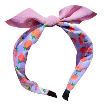 China 2021 New Girls Hair Accessories Sweet Cute Spring Fruit Printing Small Bowknot Hairbands For Kids Headbands for sale