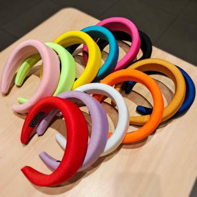 China Fashion Korean New Design Hot Selling Pure Color Sponge Headbands Fashion Women Wide Headbands Accessories for sale