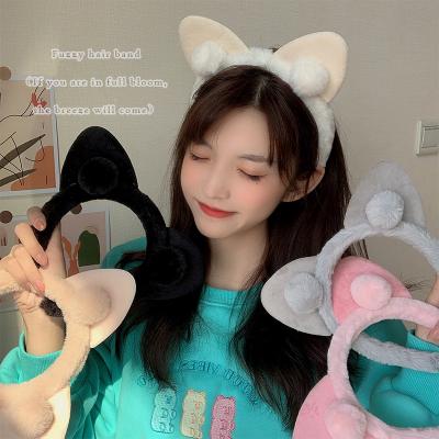 China Lovely Plush Fashion Cat Ears Wash Face Head Bands Accessories Faux Fur Soft Headband for sale