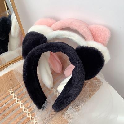 China Lovely Fashion Teddy Bear Ears Wash Face Head Bands Accessories Soft Faux Fur Headband for sale