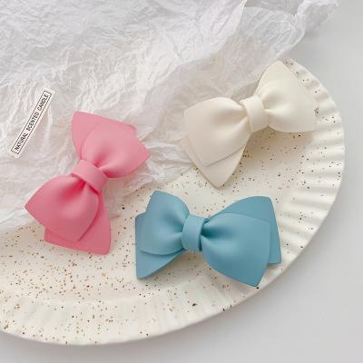 China Wholesale Solid Color Kids Bowknot Hair Clips Princess Durable Hair Accessories Acrylic Hairpins For Girls for sale