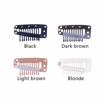 China Hair extensions application 36mm10 teeth snap clips with silicone back for available extension hair accessories wig hair clip|hair wig clipswig clips for sale