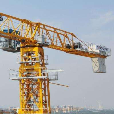 China Tower Crane Sinocorp QTZ250 PT70300-12t 16t flat surface tower crane with chassis for sale