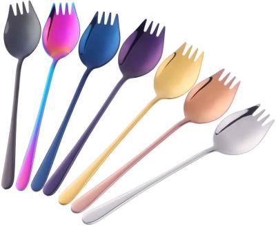 China Viable 2 In 1 Stainless Steel Salad Spaghetti Fruit Spoon And Fork Spork for sale