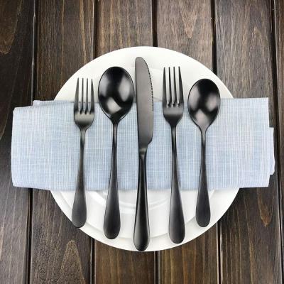 China Sustainable Stainless Steel Tableware 5pcs Flatware Matte Black Plated Dinner Cutlery Set for sale