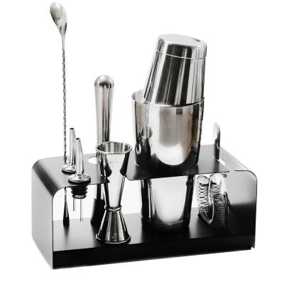 China Wholesale Home Bar Hotel Restaurant Cocktail Shaker Set With Stand 8 Piece Stainless Steel Boston for sale