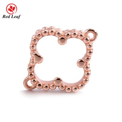 China 925 Silver Redleaf Jewerly 925 Silver Rose Gold Four Leaf Clover Rose Gold Plated New Style Setting For Jewelry Accessories for sale