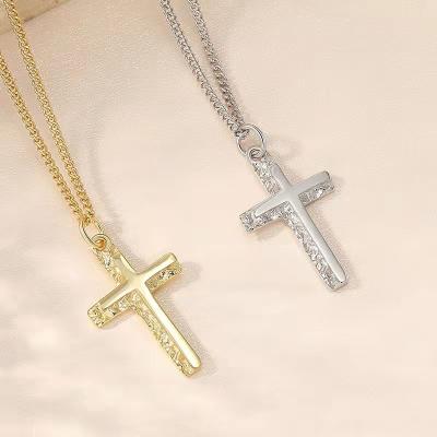 China Jewelry Making Redleaf Jewelry Classic Cross Pendant Necklace Silver Color Zircon Necklace for sale