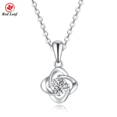 China Jewelry Making Redleaf Jewelry Custom 925 Sterling Silver Four Leaf Clover Gold Plated Moissanite Pendant Necklace for sale