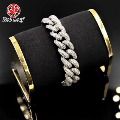 China Hip Hop Redleaf Jewelry 925 Silver Moissanite Cuban Link Chain Hip Hop Necklace Bracelet Moissanite Cuban for sale