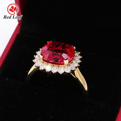 China Wedding Redleaf Jewelry Customized Lab Developed Gemstone 9K 10K 14K 18K 24K Gold Ruby Ring for sale