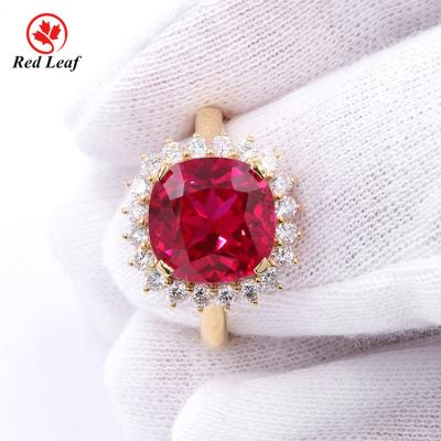 China Redleaf Wedding Jewelry 18K Gold Engagement Ring Size Women Wedding Jewelry 18k Gold Lab Developed Red Ring Custom Acceptable for sale